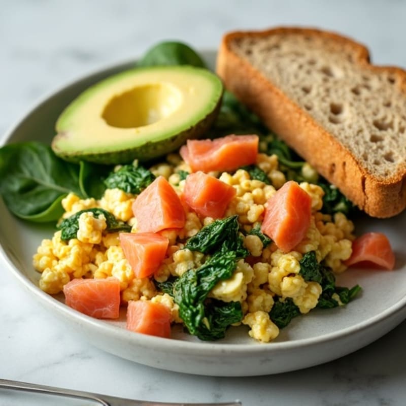 Egg White and Smoked Salmon Scramble with Spinach
