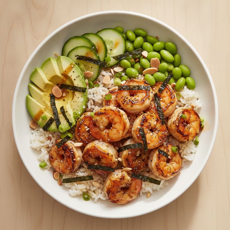 Grilled Shrimp with Savory Rice Bowl