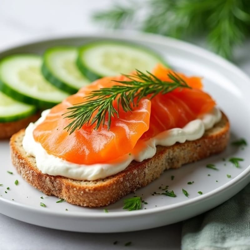 Smoked Salmon Toast with Creamy Dill Spread and Fresh Cucumber