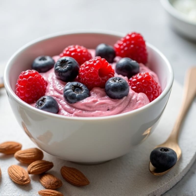 Creamy Greek Yogurt Protein Bowl with Mixed Berries and Almonds