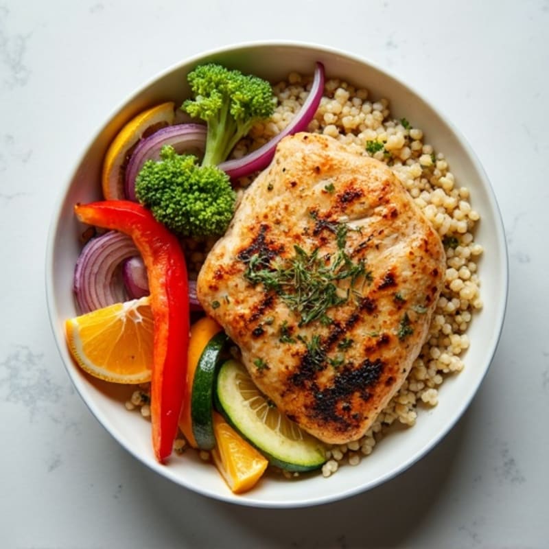 Lemon-Herb Chicken Quinoa Bowl with Roasted Vegetables
