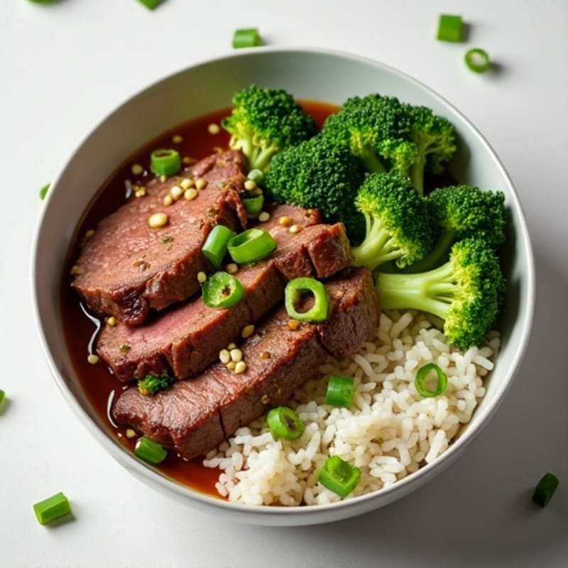 Lean Garlic Ginger Beef and Broccoli Rice Bowl
