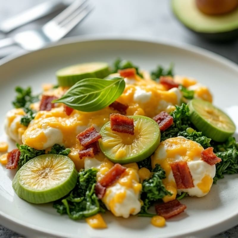 Egg White Spinach Scramble with Turkey Bacon