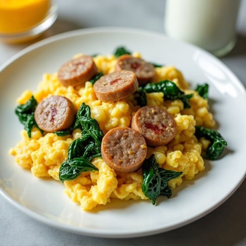 Egg White and Turkey Sausage Scramble with Spinach
