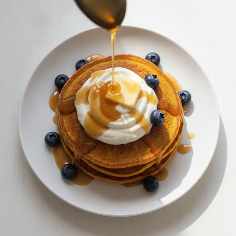 Pumpkin Spice Protein Pancakes with Plant-Based Butter