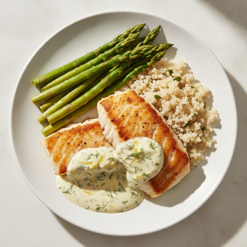 Pan-Seared Alaskan Cod with Lemon-Dill Sauce