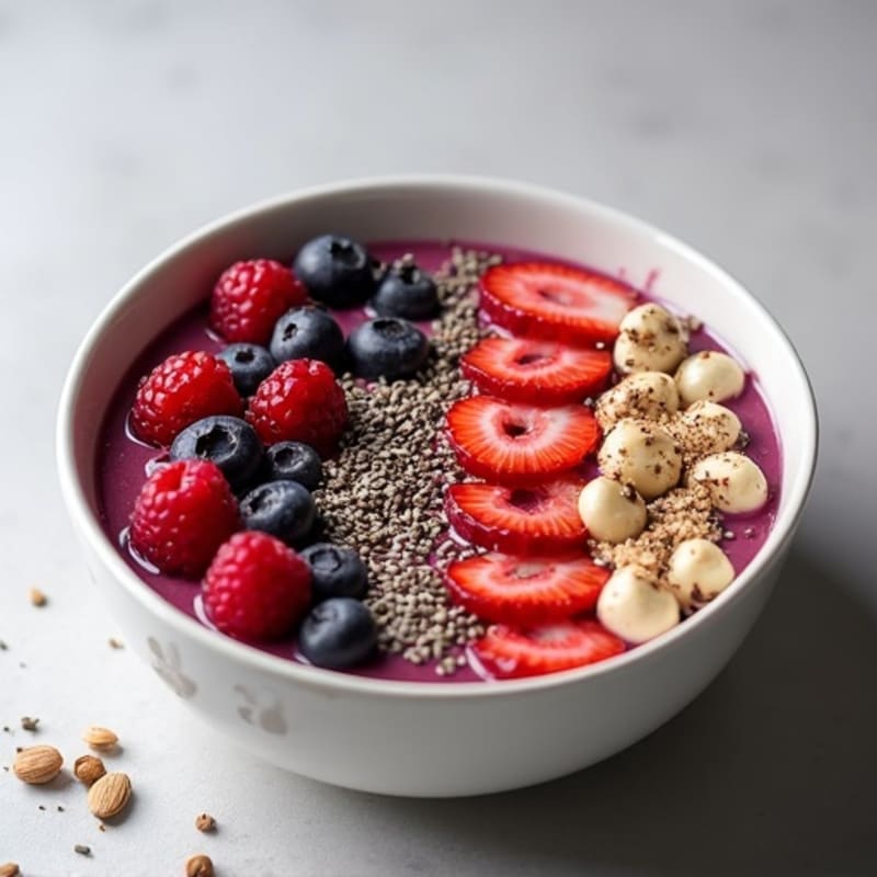 Silken Tofu Protein Smoothie Bowl with Berries and Chia Seeds