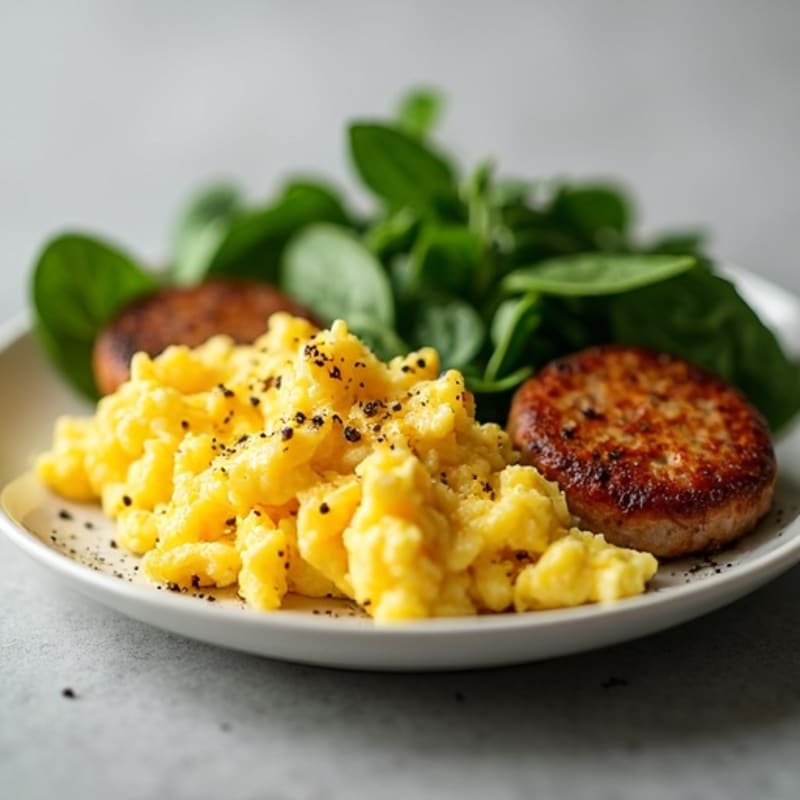 Fluffy Scrambled Eggs with Savory Turkey Sausage