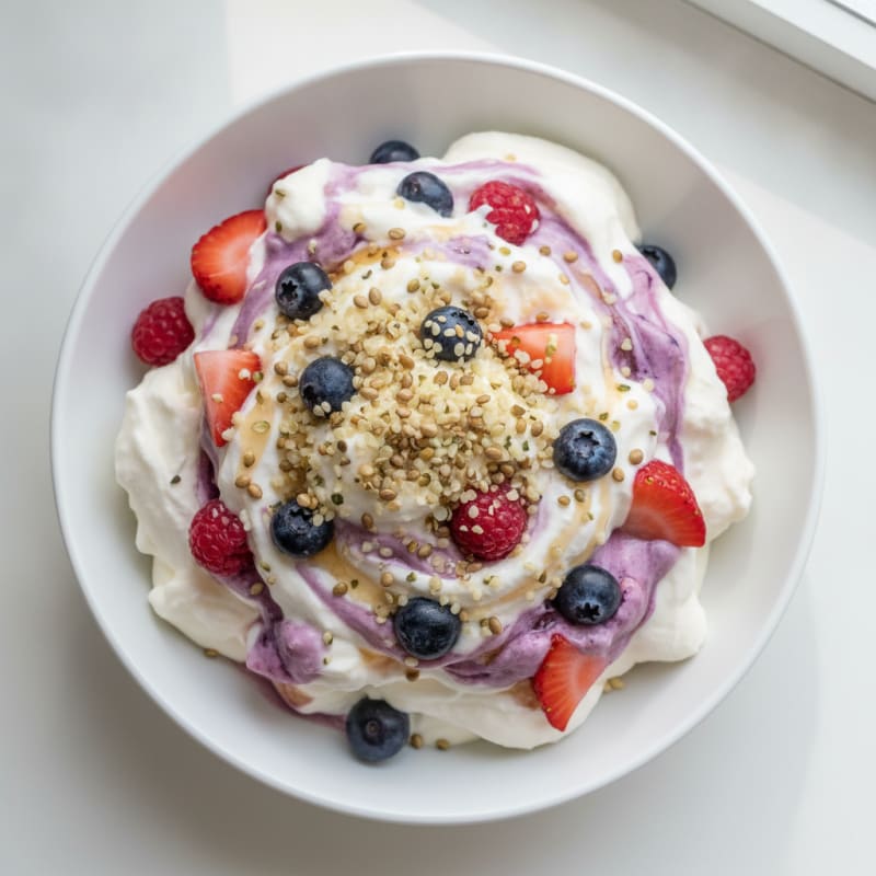 Greek Yogurt Protein Mousse with Mixed Berries