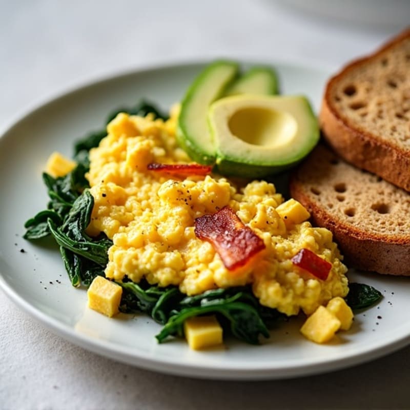 Egg White Scramble with Spinach and Turkey Bacon