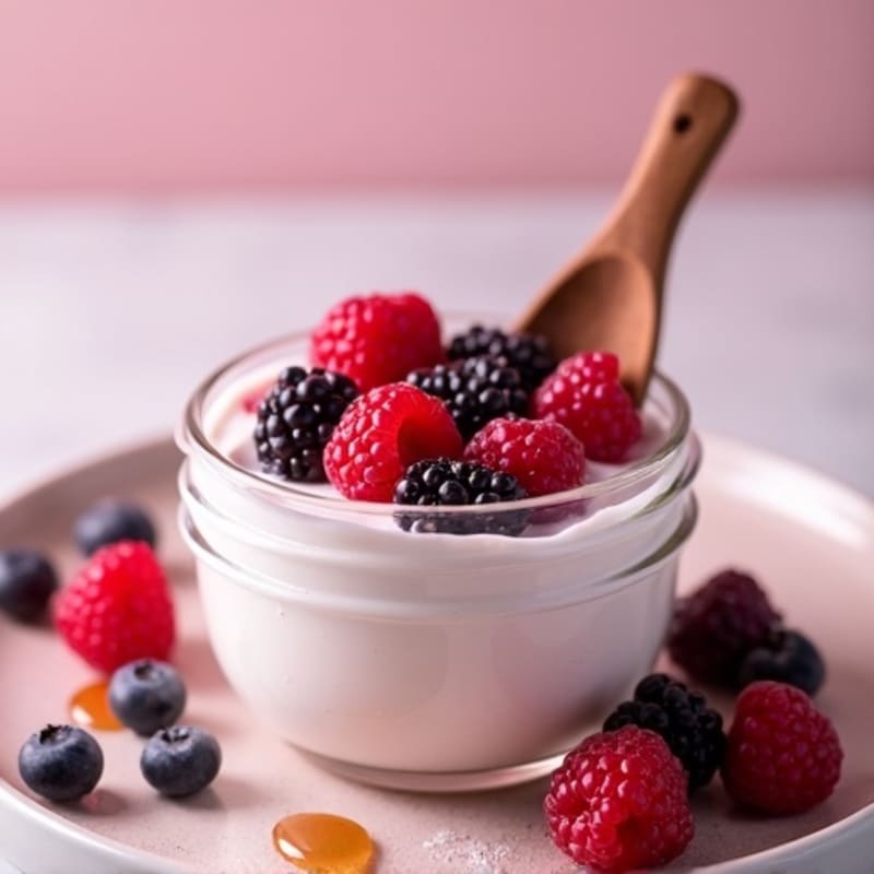 Greek Yogurt Protein Mousse with Mixed Berries