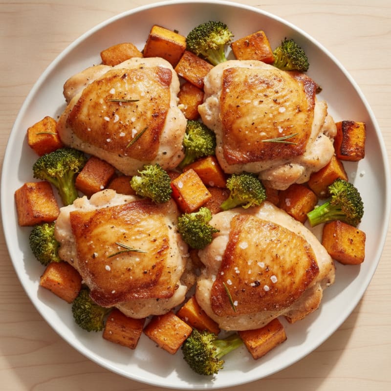 Roasted Chicken Thighs and Sweet Potatoes