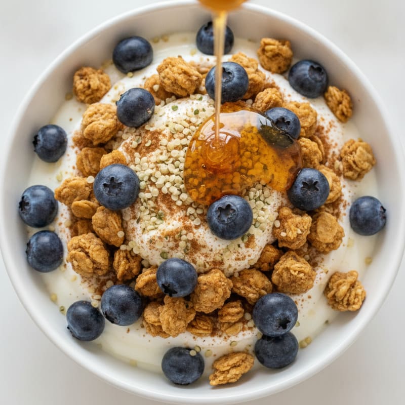 Blueberry Granola Yogurt Parfait with Honey