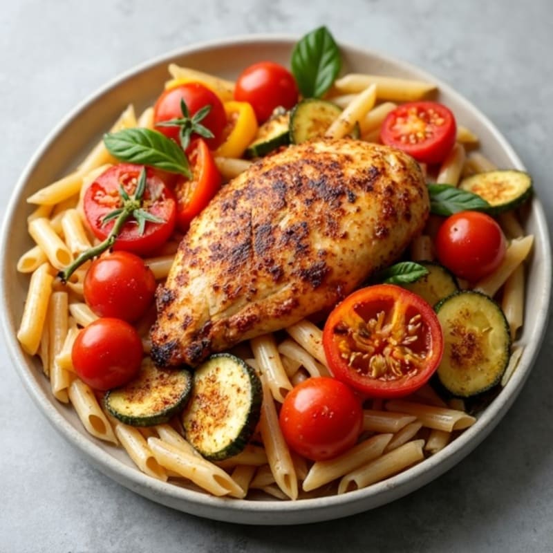 Spicy Cajun Chicken Pasta with Roasted Vegetables