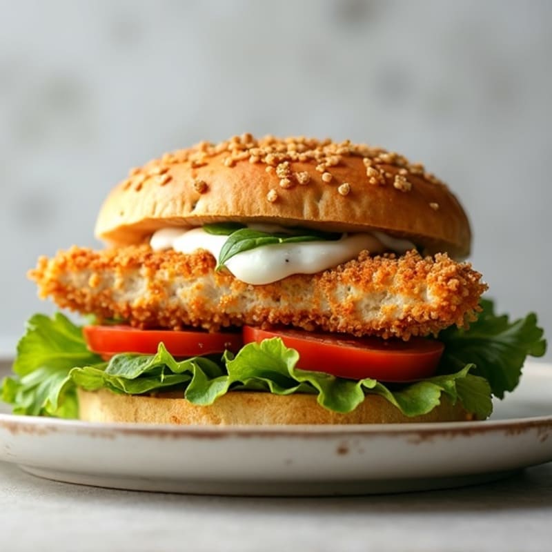 Crispy Oven-Baked Chicken Sandwich with Fresh Greens