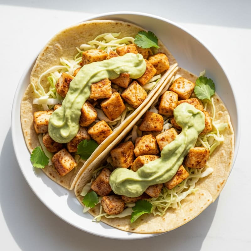 Chicken Tacos with Avocado Crema