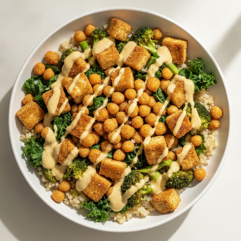 Roasted Vegetable Buddha Bowl with Tahini Dressing