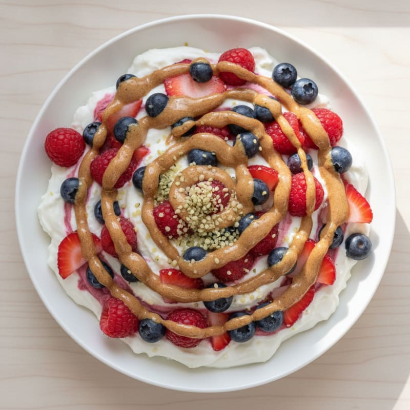 Greek Yogurt Protein Parfait with Mixed Berries and Almond Butter