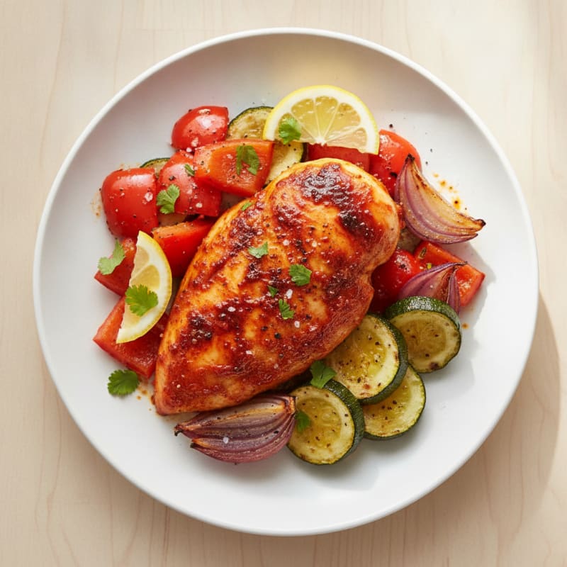 Spicy Harissa Chicken with Roasted Vegetables