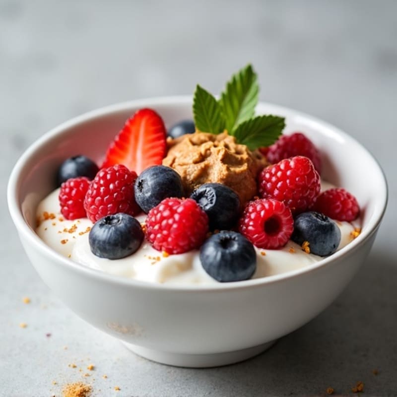 Greek Yogurt Protein Bowl with Mixed Berries and Almond Butter