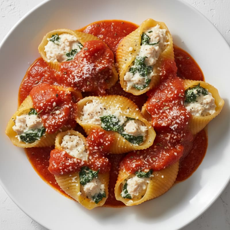 Spinach Ricotta Stuffed Shells with Marinara