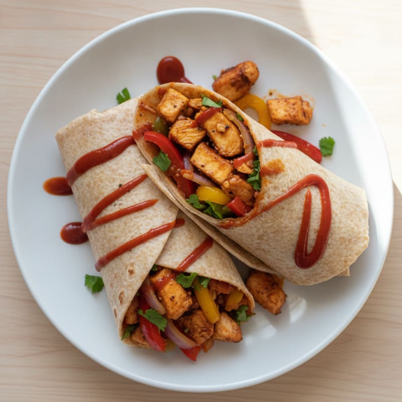 Spicy Sautéed Chicken and Bell Pepper Wrap