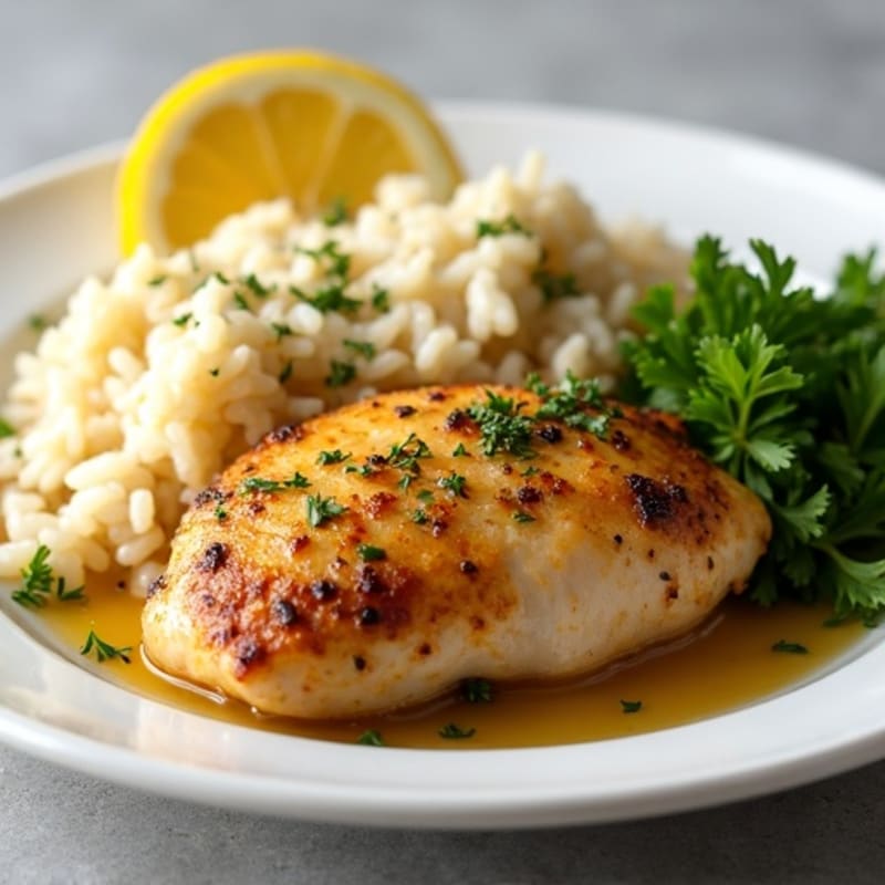 Lemon Herb Roasted Chicken with Fluffy Rice Pilaf