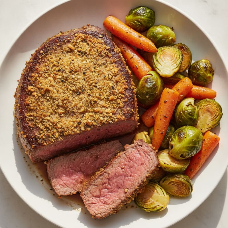 Herb-Crusted Beef Tenderloin with Roasted Vegetables