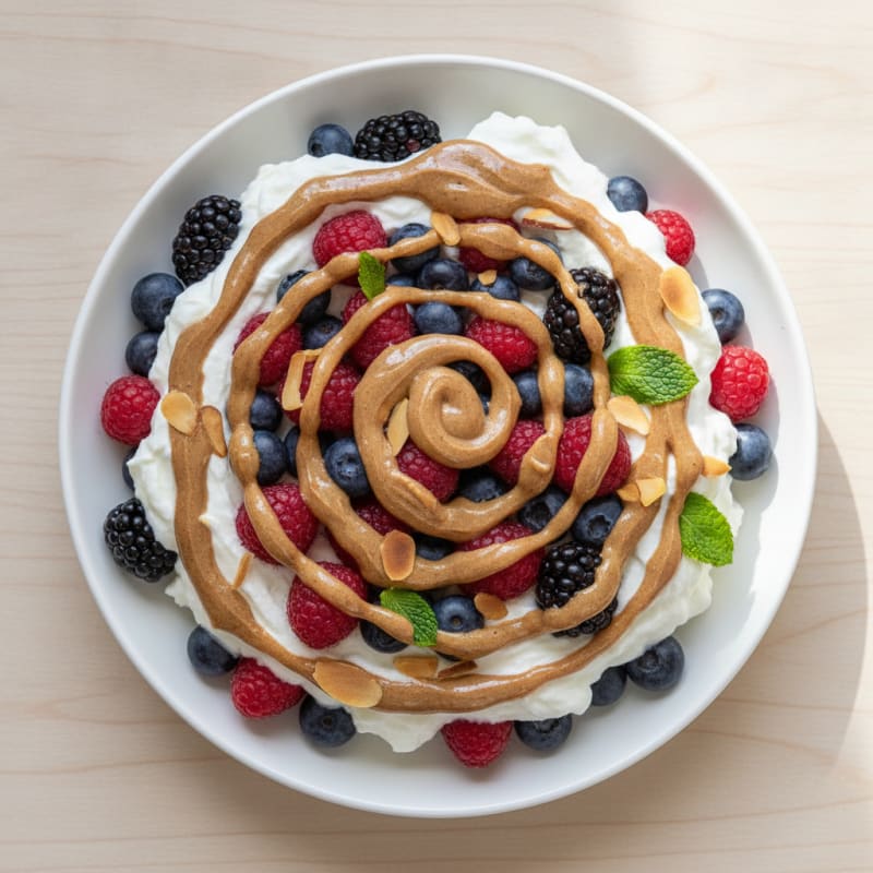 Greek Yogurt Protein Parfait with Mixed Berries and Almond Butter