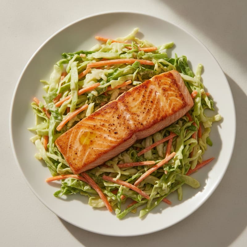 Seared Salmon with Crunchy Cabbage Slaw
