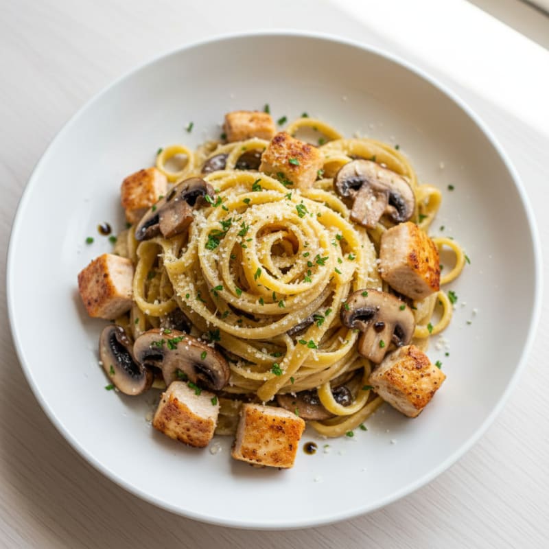 Truffle Mushroom Tagliatelle with Seared Chicken