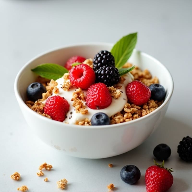 Creamy Greek Yogurt Bowl with Crunchy Granola and Fresh Berries