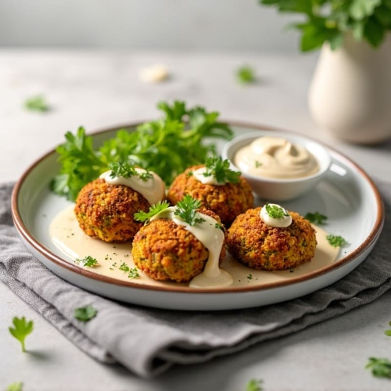 Crispy Baked Falafel with Lemon Tahini Drizzle