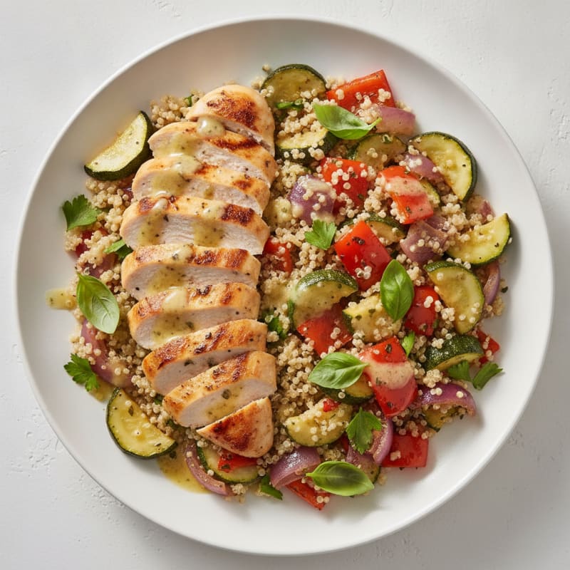 Grilled Chicken and Quinoa Salad with Roasted Vegetables