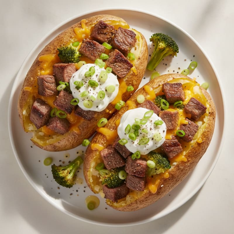 Steak-Loaded Baked Potatoes
