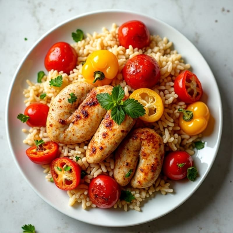 Spicy Chicken and Lean Sausage One-Pot Rice with Bell Peppers
