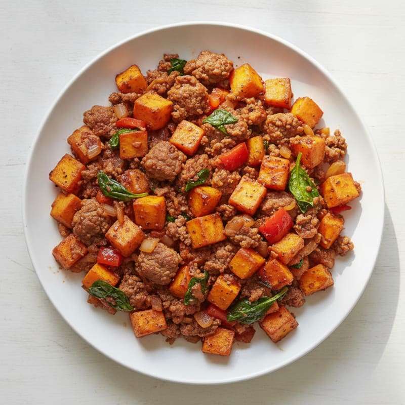 Ground Beef and Sweet Potato Skillet