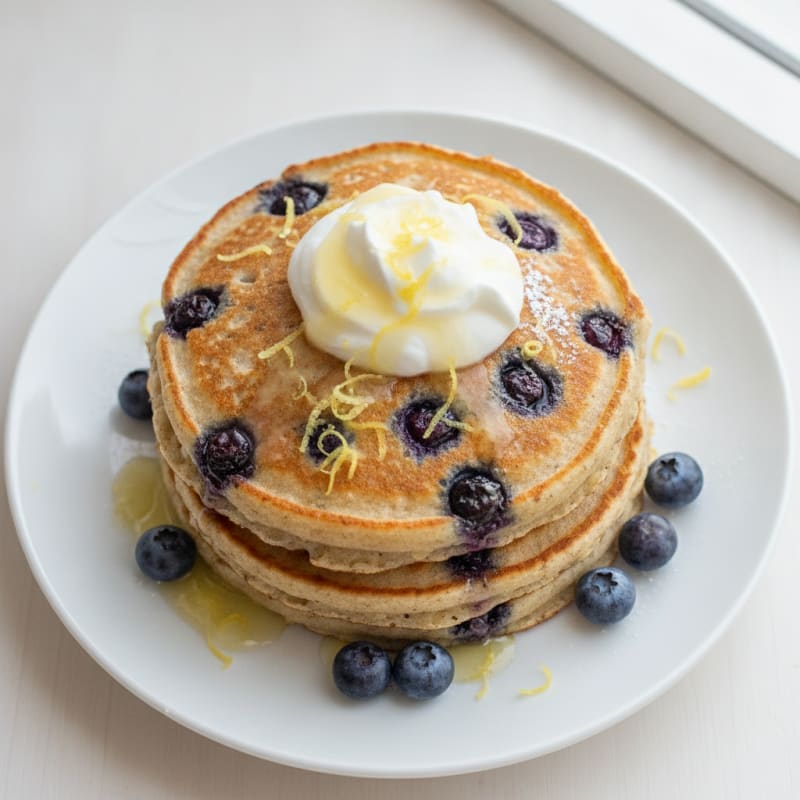 Blueberry Ricotta Pancakes with Lemon Zest