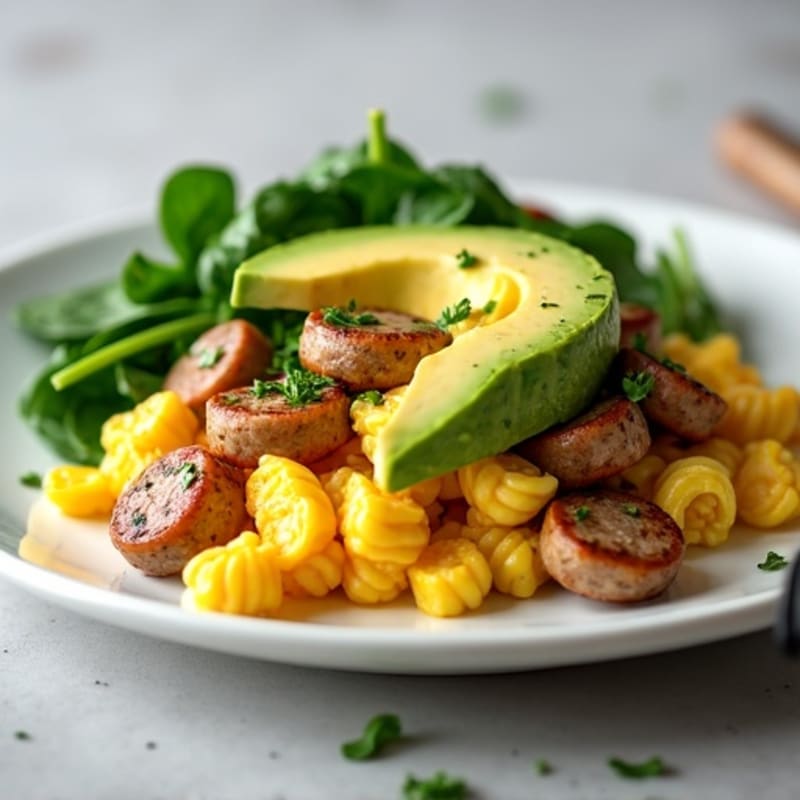 Egg White and Turkey Sausage Scramble with Spinach
