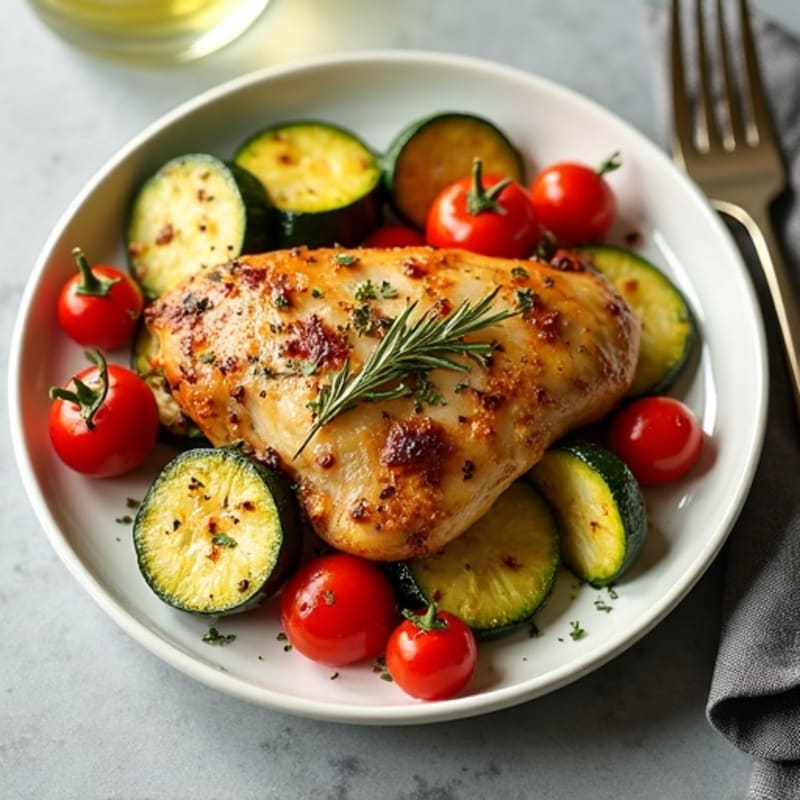 Sheet Pan Roasted Zucchini and Chicken with Herbs