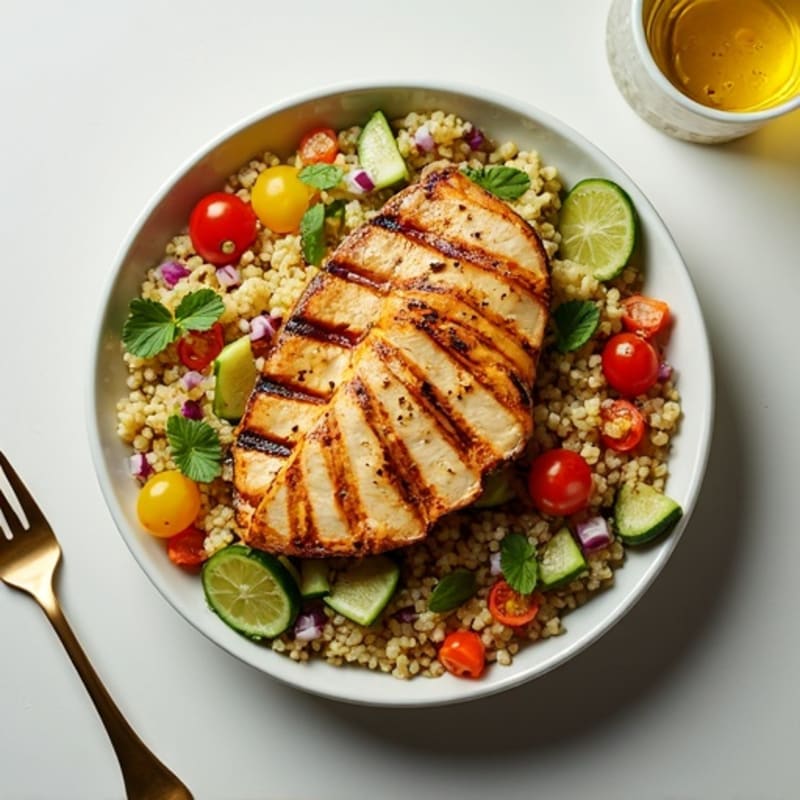 Grilled Chicken and Quinoa Salad with Crunchy Vegetables