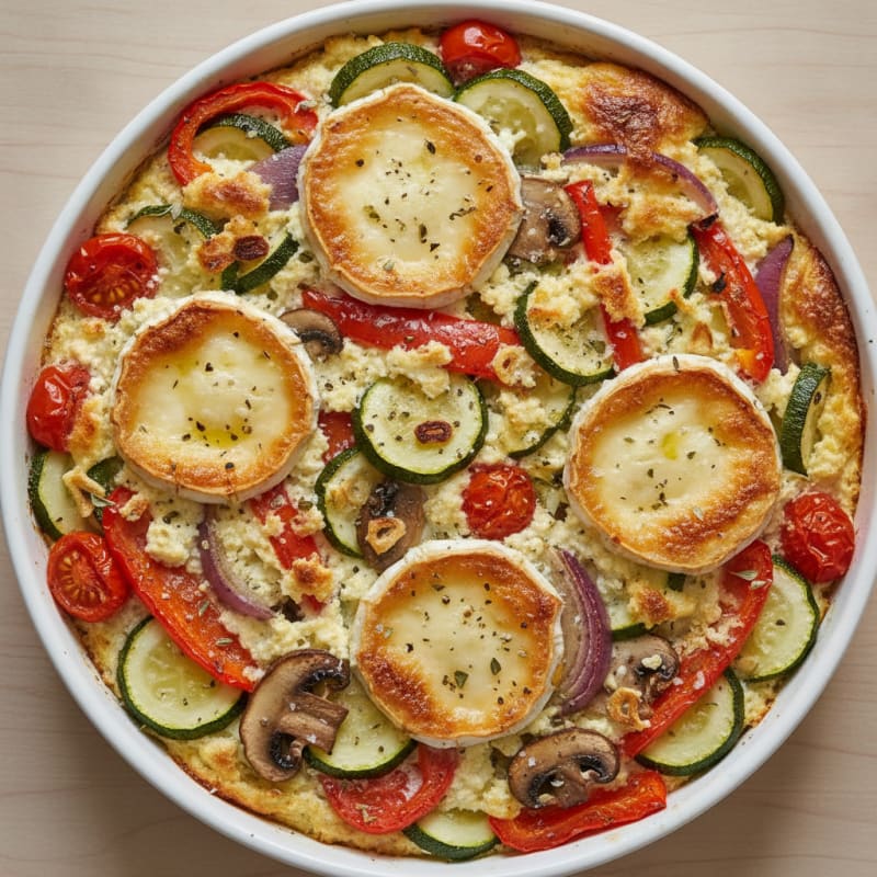 Goat Cheese and Roasted Vegetable Bake