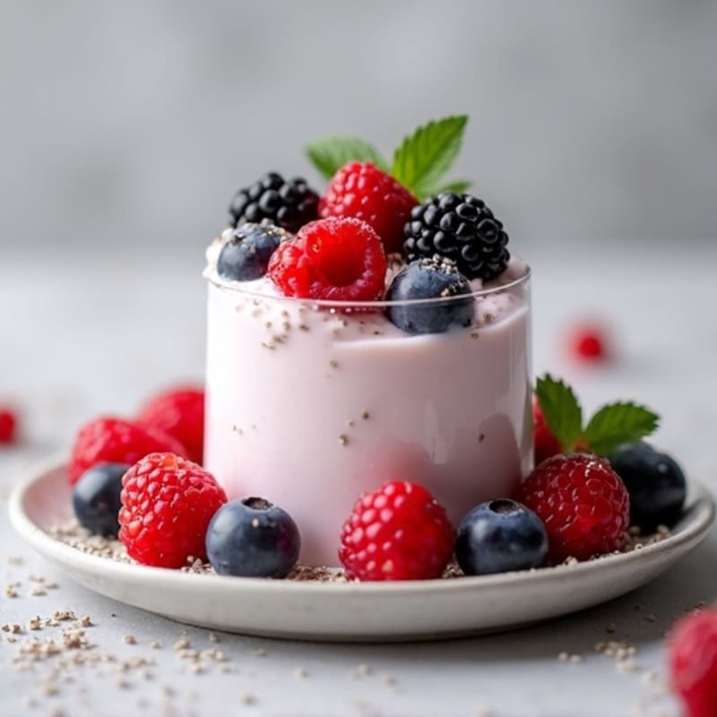 Silky Greek Yogurt Protein Mousse with Mixed Berries