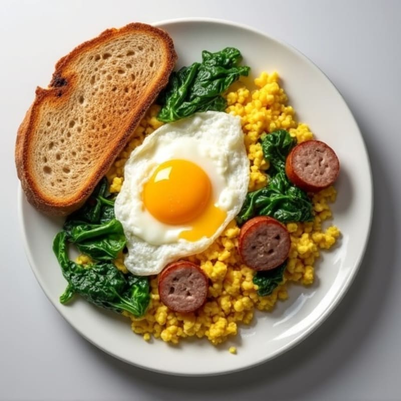 Egg White Scramble with Spinach and Turkey Sausage