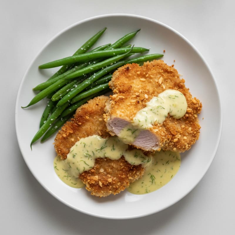 Pork Schnitzel with Lemon-Dill Sauce