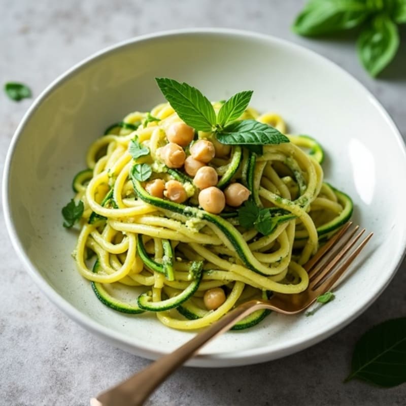Fresh Zucchini Noodles with Creamy Vegan Pesto