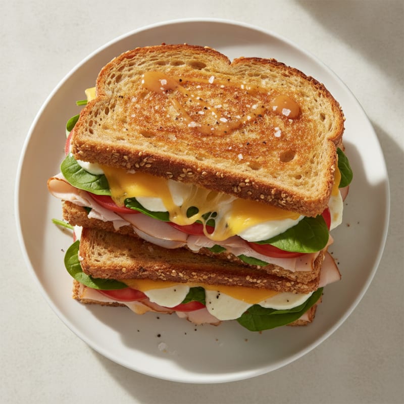 Gourmet Triple-Decker Grilled Cheese Sandwich