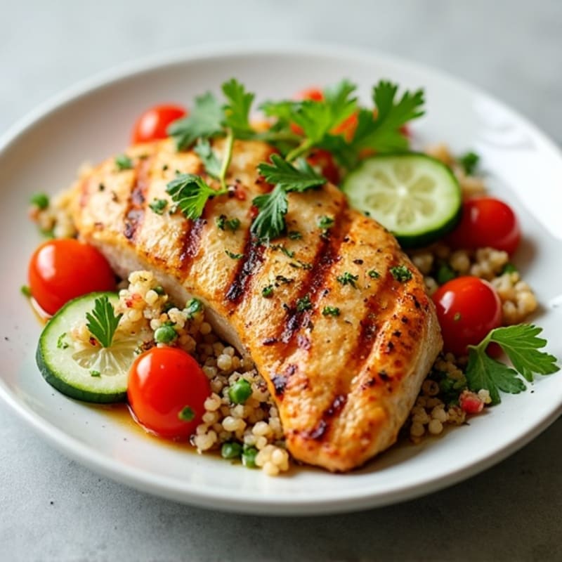 Grilled Chicken Breast with Crunchy Quinoa Salad