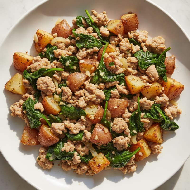 Turkey and Potato Hash with Spinach