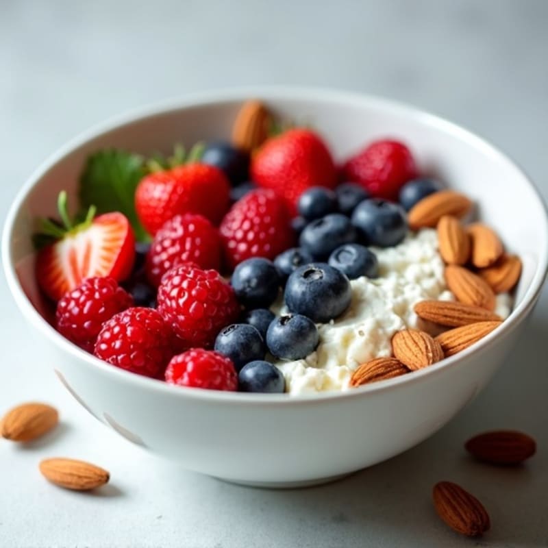 Cottage Cheese Berry Bowl with Almonds